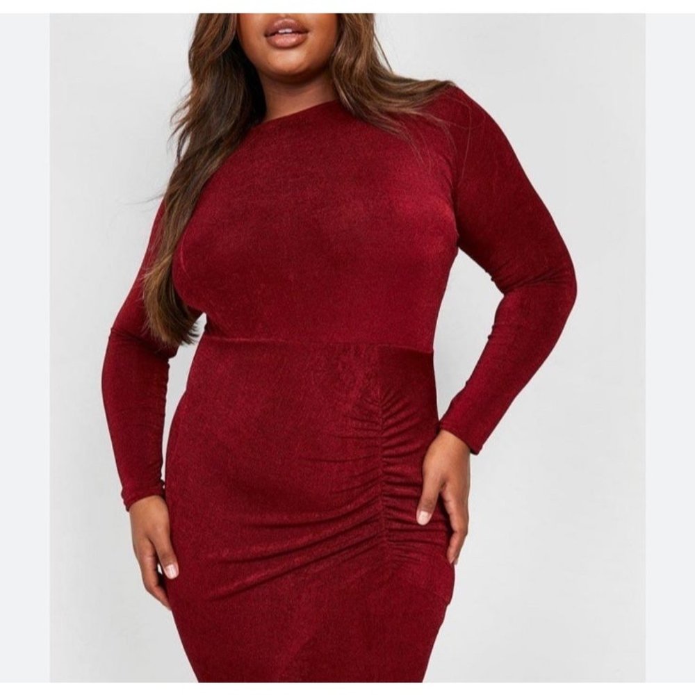 Dress plus bodycon red burgundy